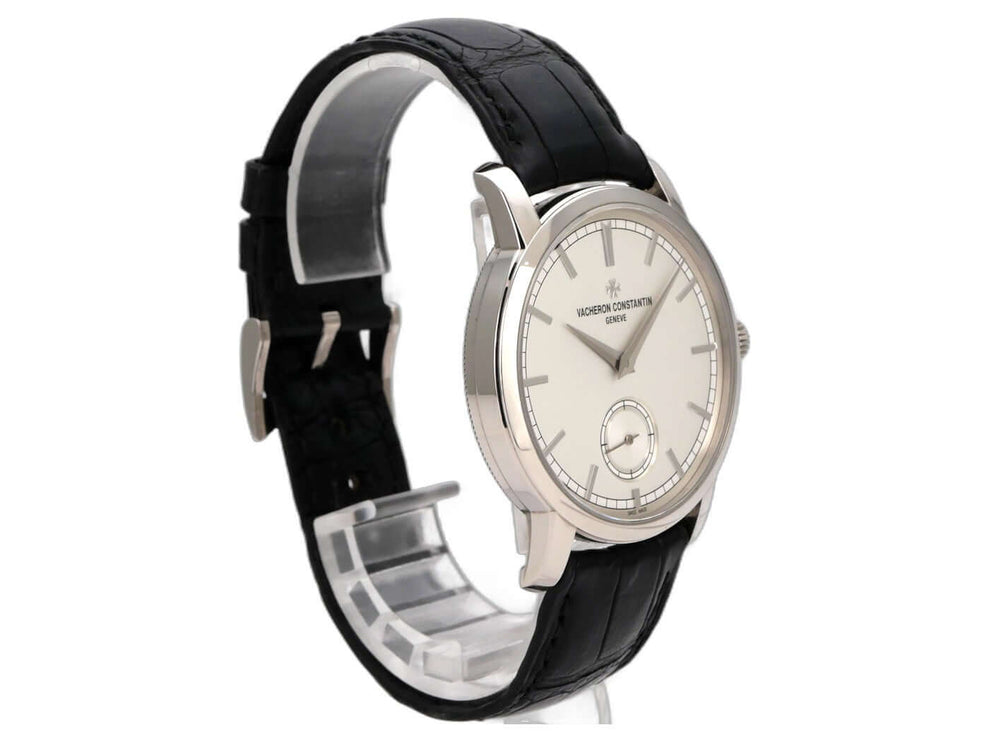 Vacheron Constantin Traditionnelle 82172/000G-9383 Uhr aus 18 kt Weißgold mit schwarzem Lederband und silberfarbenem Zifferblatt