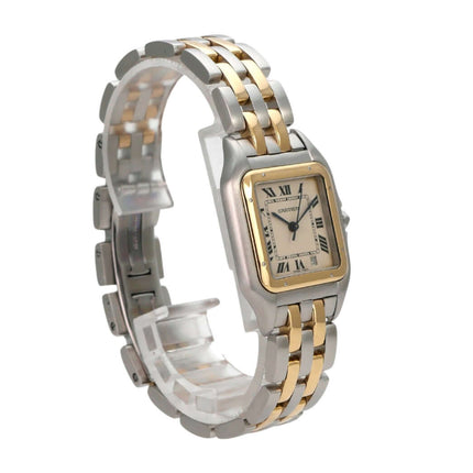Cartier Panthere Midsize Edelstahl Gelbgold 83083242 elegante Uhr mit Edelstahl- und Gelbgold-Armband.