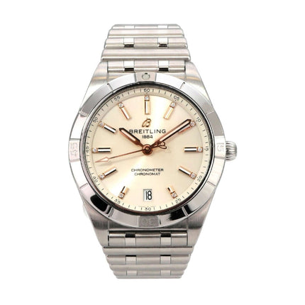 Breitling Chronomat Automatic 36 Weiß Diamant A10380101A2A1 Edelstahl-Armbanduhr mit elegantem Zifferblatt.