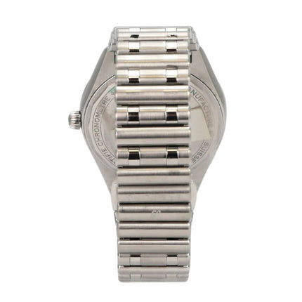 Breitling Chronomat Automatic 36 Weiß Diamant A10380101A2A1 Rückansicht des Edelstahlgehäuses und Armbands.