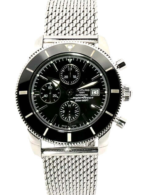 Breitling Superocean Heritage II Chronograph mit schwarzem Zifferblatt und Edelstahlarmband