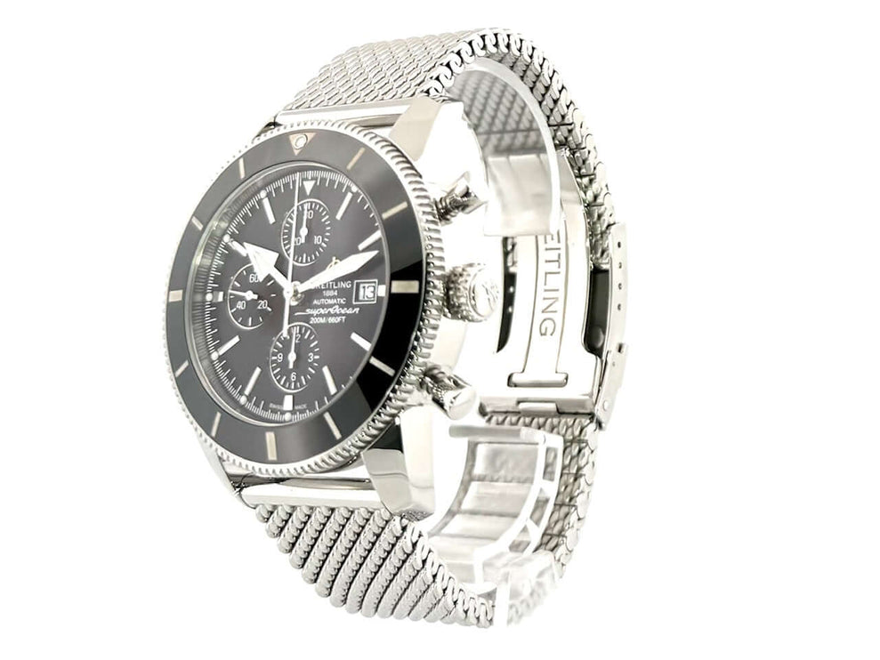 Breitling Superocean Heritage II Chronograph A1331212.BF78.152A Edelstahl 46 mm schwarzes Zifferblatt, Ocean Classic Band, 2018 Uhr.