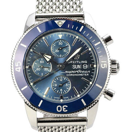 Breitling Superocean Heritage II Chronograph 44 A13313161C1S1 mit blauem Zifferblatt und Edelstahlband