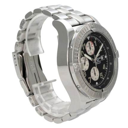 Breitling Super Avenger Chronograph A13370 edelstahl automatische Uhr mit schwarzem Zifferblatt und chronographischen Funktionen