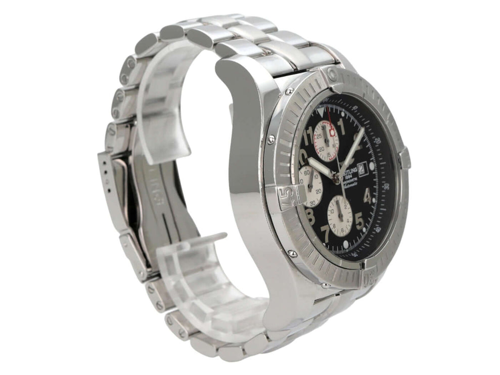 Breitling Super Avenger Chronograph A13370 edelstahl automatische Uhr mit schwarzem Zifferblatt und chronographischen Funktionen