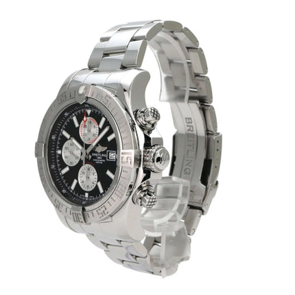 Breitling Super Avenger II Chronograph A1337111.BC29 Edelstahl Uhr mit schwarzem Zifferblatt und Chronographen-Funktion.