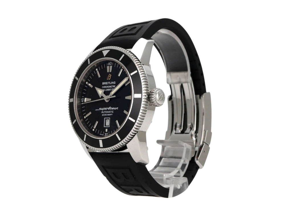 Breitling Superocean Heritage 46 A1732024.B868 mit schwarzem Kautschukband und schwarzem Zifferblatt, Automatik-Uhr.