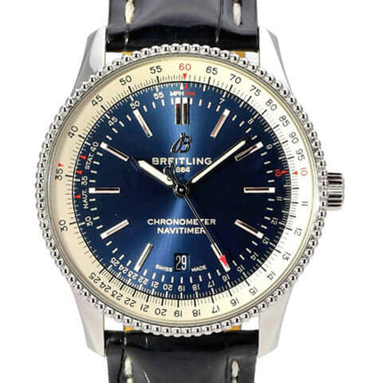 Breitling Navitimer 1 Automatic 41 A17326211C1P3, blaue Chronometer-Uhr mit Edelstahlgehäuse und Lederband