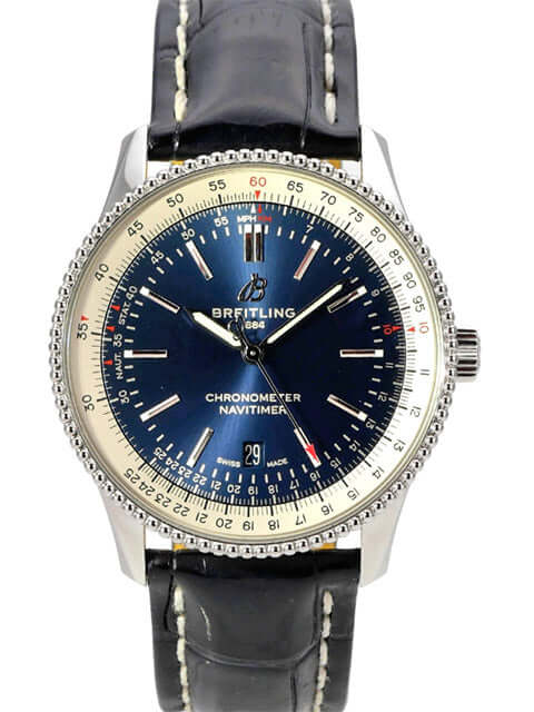 Breitling Navitimer 1 Automatic 41 A17326211C1P3, blaue Chronometer-Uhr mit Edelstahlgehäuse und Lederband