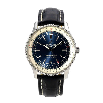 Breitling Navitimer 1 Automatic 41 A17326211C1P3 blaue Zifferblatt-Uhr mit Lederband und Rechenschieber