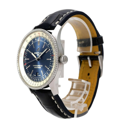 Breitling Navitimer 1 Automatic 41 A17326211C1P3, blaue Zifferblatt-Edelstahl-Automatikuhr mit Lederband