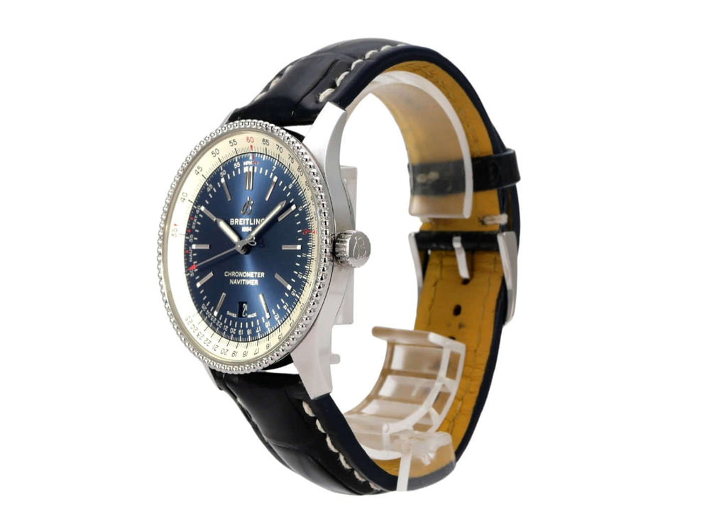 Breitling Navitimer 1 Automatic 41 A17326211C1P3, blaue Zifferblatt-Edelstahl-Automatikuhr mit Lederband