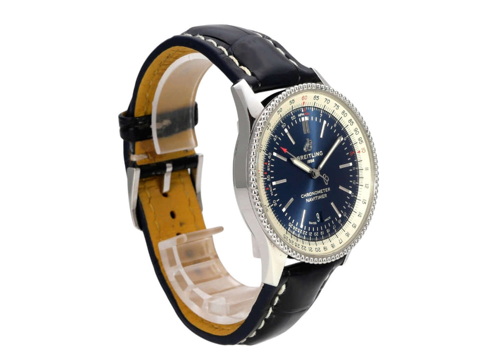 Breitling Navitimer 1 Automatic 41 A17326211C1P3, blaue Luxusuhr mit Edelstahlgehäuse und Lederband