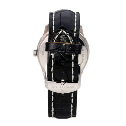 Breitling Navitimer 1 Automatic 41 A17326211C1P3, Rückseite mit schwarzem Lederband und Edelstahlgehäuse