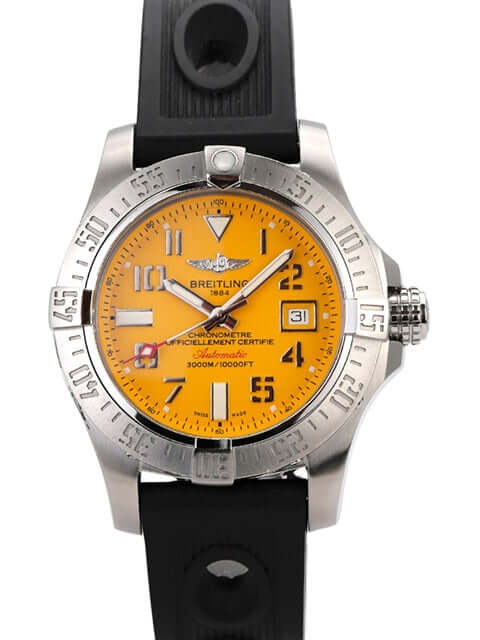 Breitling Avenger II Seawolf A1733110.I519.153S.A20DSA.2 mit gelbem Zifferblatt und schwarzem Kautschukarmband