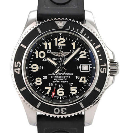Breitling Superocean II 42 A17365C9/BD67 mit schwarzem Zifferblatt und Kautschukband