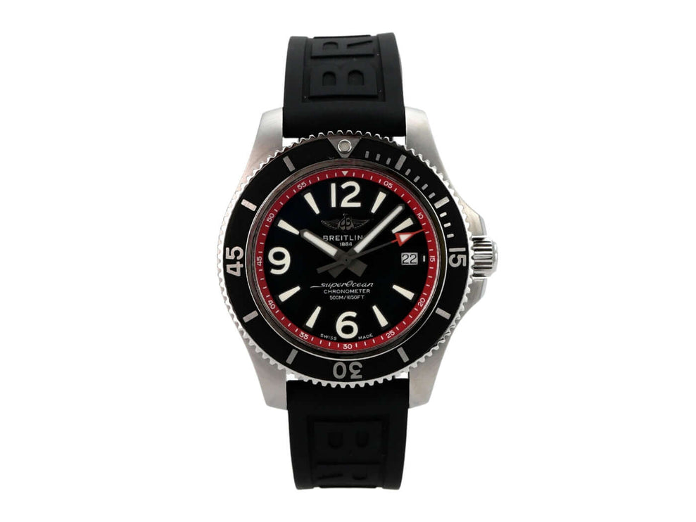 Breitling Superocean Automatic 42 Faltschließe A17366D71B2S1 Uhr mit schwarzem Zifferblatt und Kautschukband