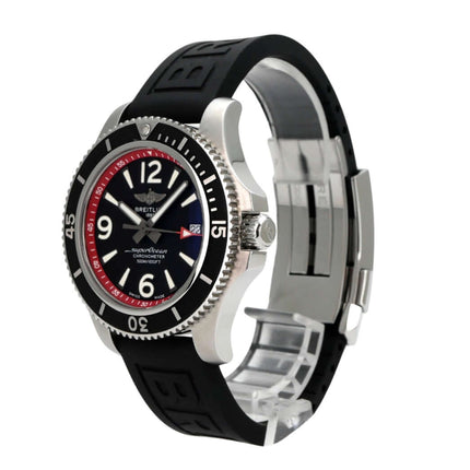 Breitling Superocean Automatic 42 Faltschließe A17366D71B2S1, schwarzes Zifferblatt, Edelstahl, Kautschukband
