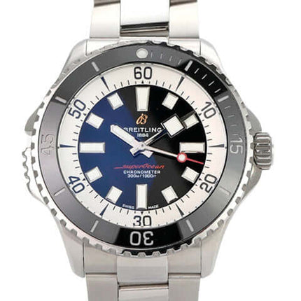Breitling Superocean Automatic 46 A17378211B1A1: Edelstahl-Gehäuse, schwarzes Zifferblatt, Leuchtindizes, beidseitig drehbare Lünette.