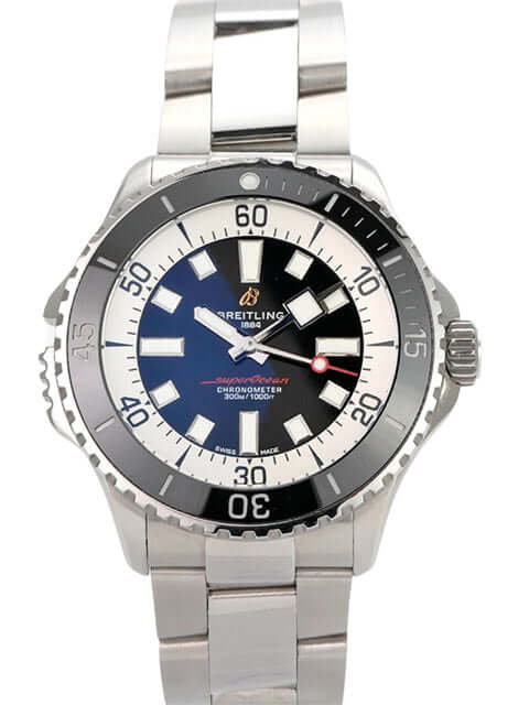 Breitling Superocean Automatic 46 A17378211B1A1: Edelstahl-Gehäuse, schwarzes Zifferblatt, Leuchtindizes, beidseitig drehbare Lünette.