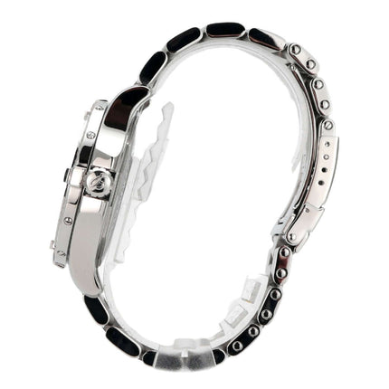 Seitenansicht der Breitling Colt Automatic A17380 Uhr mit poliertem Edelstahlarmband und Detailansicht des Gehäuses.