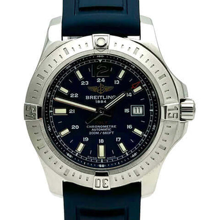 Breitling Colt Automatic A1738811.C906 mit blauem Kautschukband und Edelstahlgehäuse, dunkelblaues Zifferblatt mit Leuchtindizes