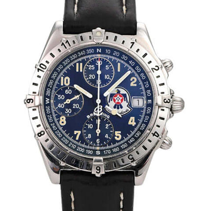 Breitling Chronomat Longitude Thunderbirds A20048, Edelstahl, schwarzes Zifferblatt, automatische Uhr, Chronograph