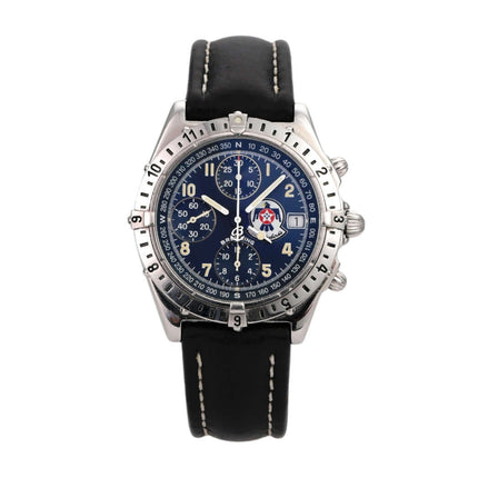 Breitling Chronomat Longitude Thunderbirds A20048 mit schwarzem Zifferblatt und Lederband, limitierte Edition.