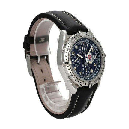 Breitling Chronomat Longitude Thunderbirds A20048, Edelstahl, schwarzes Zifferblatt, Lederband, chronograph.