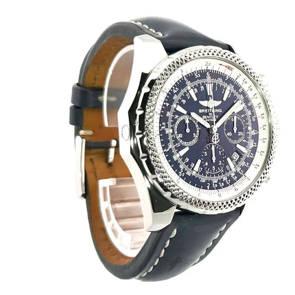 Breitling für Bentley Motors Chronograph A25362, blaues Zifferblatt, Edelstahlgehäuse, schwarzes Lederarmband, Chronographenfunktionen