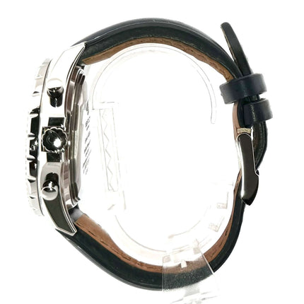 Breitling for Bentley Motors Chronograph A25362 Seitenansicht, Edelstahlgehäuse, schwarzes Lederarmband.