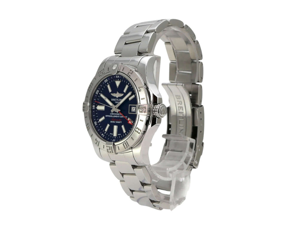 Breitling Avenger II GMT A3239011.C872.170A Armbanduhr mit blauem Zifferblatt und Edelstahlarmband