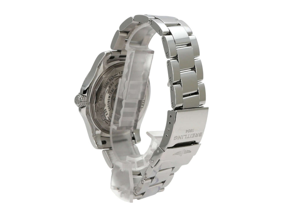 Breitling Avenger II GMT A3239011.C872.170A Rückansicht mit Edelstahlarmband und Gehäuse.