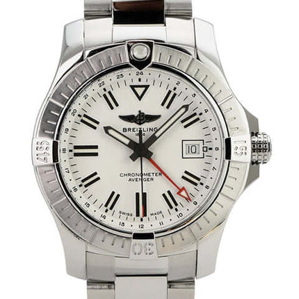 Breitling Avenger Automatic GMT 43 A32397101A1A1 Edelstahl-Uhr mit silbernem Zifferblatt und GMT-Funktion
