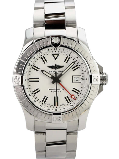Breitling Avenger Automatic GMT 43 A32397101A1A1 Edelstahl-Uhr mit silbernem Zifferblatt und GMT-Funktion