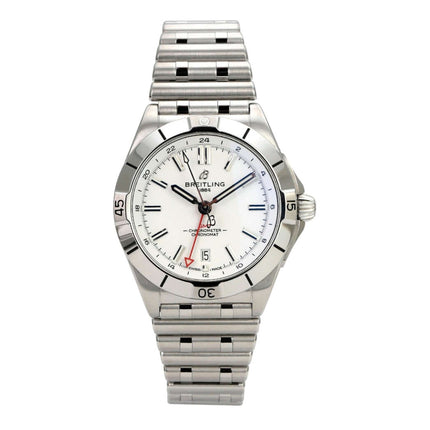 Breitling Chronomat Automatic GMT 40 Ref. A32398101A1A1 mit weißem Zifferblatt und Edelstahlarmband