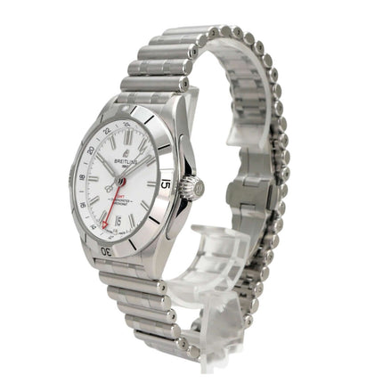 Breitling Chronomat Automatic GMT 40 Ref. A32398101A1A1 Uhr aus Edelstahl mit weißem Zifferblatt und GMT