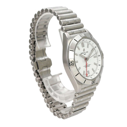 Breitling Chronomat Automatic GMT 40 Ref. A32398101A1A1 Edelstahl-Uhr mit weißem Zifferblatt und GMT