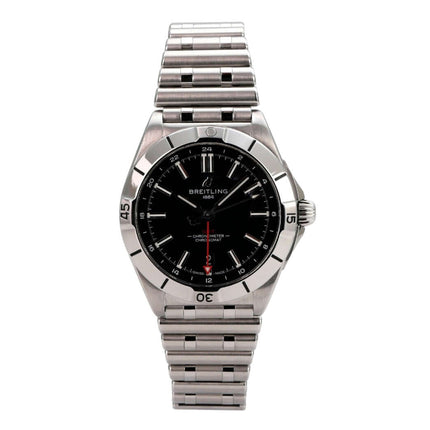Breitling Chronomat Automatic GMT 40 Ref. A32398101B1A1, Edelstahlarmband, schwarzes Zifferblatt, GMT