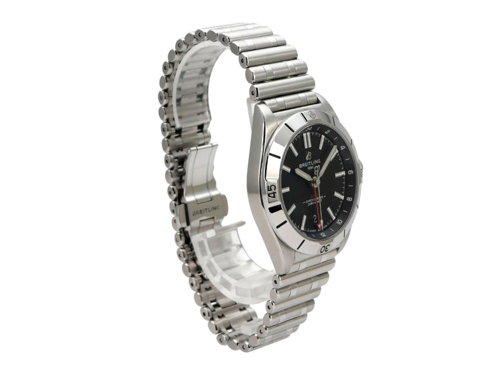 Breitling Chronomat Automatic GMT 40 Ref. A32398101B1A1 mit Edelstahlband und schwarzem Zifferblatt