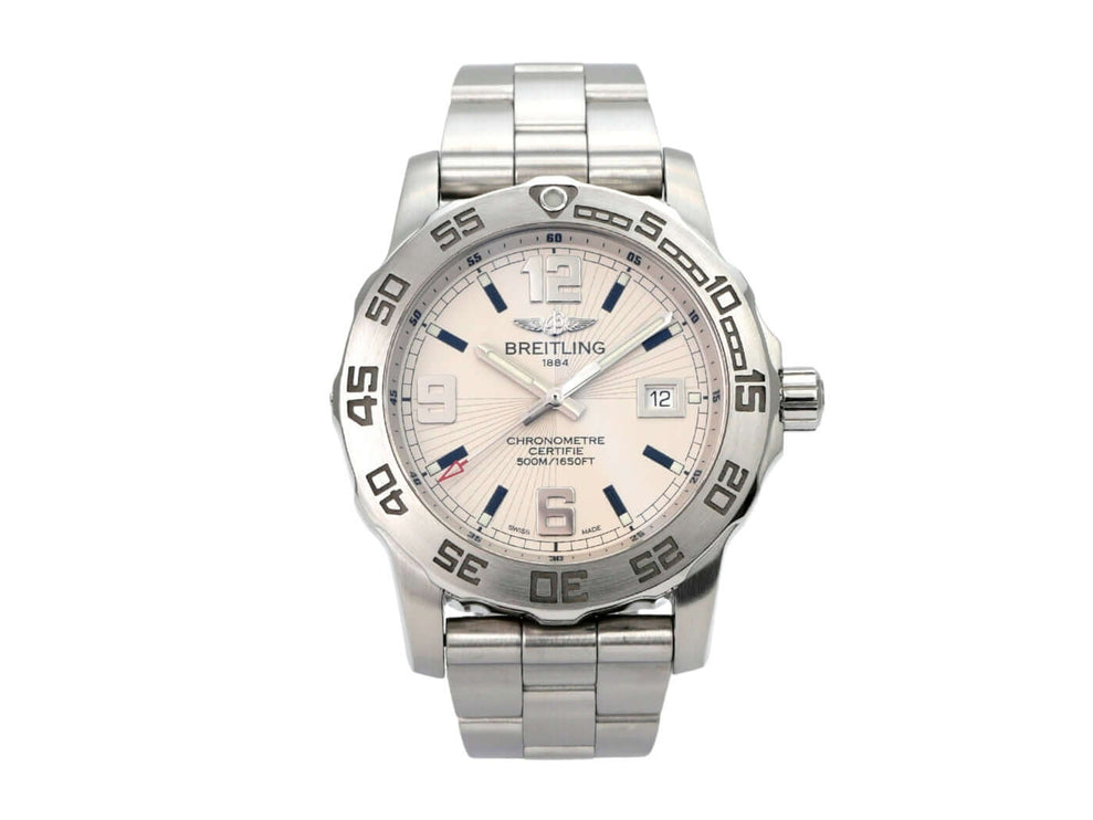 Breitling Colt 44 A7438710.G943.157A Edelstahlarmband und schwarzes Zifferblatt, Chronometer, hochwertige Uhr.