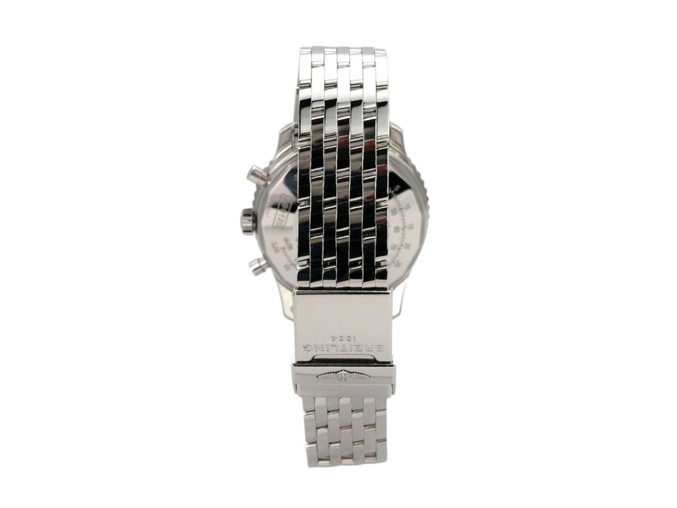 Breitling Navitimer 01 43 Ref. AB0120 Rückansicht mit Edelstahl Armband und polierter Oberfläche