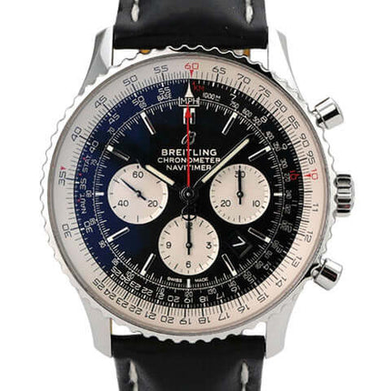 Breitling Navitimer 1 B01 Chronograph 46 AB0127211B1X1 mit schwarzem Zifferblatt und Lederarmband