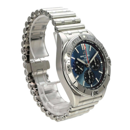 Breitling Chronomat B01 42 Chronograph AB0134101C1A1 mit blauem Zifferblatt und Edelstahlarmband