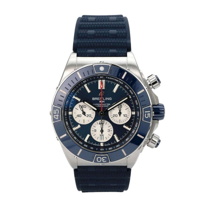 Breitling Super Chronomat B01 44 Chronograph AB0136161C1S1 mit blauem Zifferblatt und Kautschukband