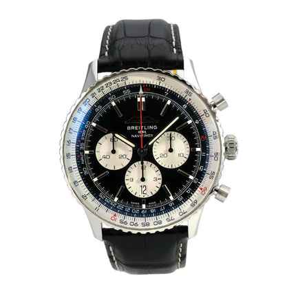 Breitling Navitimer B01 Chronograph 46 AB0137211B1P1 mit schwarzem Zifferblatt und Alligatorlederband