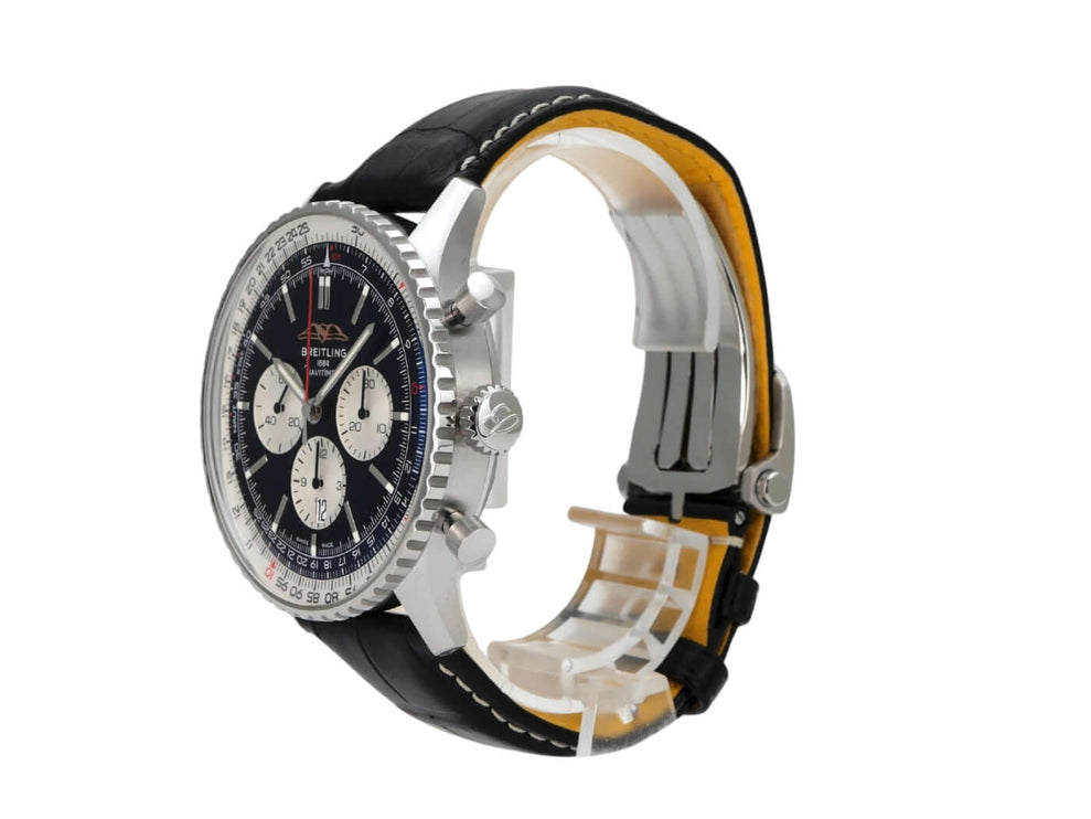 Breitling Navitimer B01 Chronograph 46 AB0137211B1P1 mit schwarzem Alligatorlederband und poliertem Gehäuse