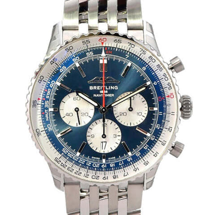Breitling Navitimer B01 Chronograph 46 AB0137211C1A1, blaues Zifferblatt, Edelstahlarmband, Chronograph