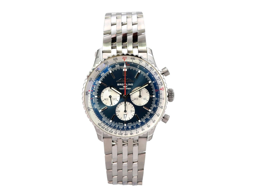 Breitling Navitimer B01 Chronograph 46 AB0137211C1A1 mit blauem Zifferblatt und Edelstahlband
