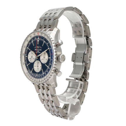 Breitling Navitimer B01 Chronograph 46 AB0137211C1A1 mit blauem Zifferblatt, Edelstahlarmband und Chronograph